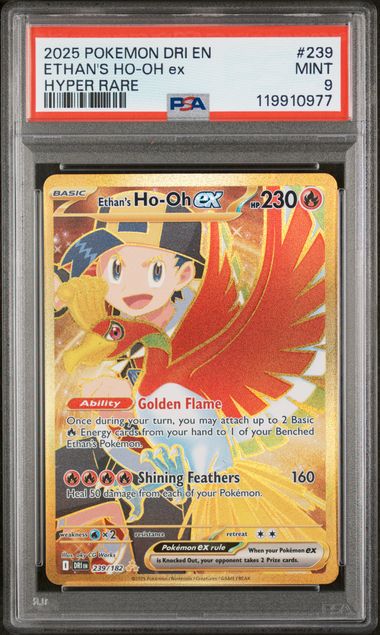 PSA 9 -2025 POKEMON DRI EN-DESTINED RIVALS #239 ETHAN'S HO-OH ex HYPER RARE - Doe's Cards