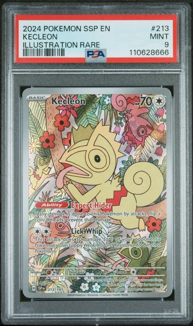 PSA 9 - 2024 POKEMON SSP EN-SURGING SPARKS #213 KECLEON ILLUSTRATION RARE - Doe's Cards