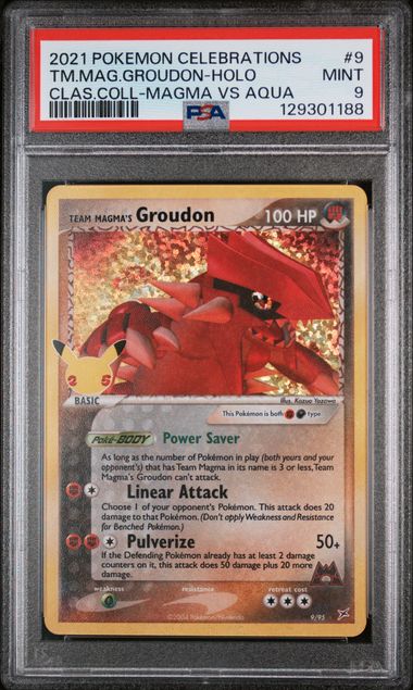 PSA 9 - 2021 POKEMON CELEBRATIONS CLASSIC COLLECTION #9 TM.MAG.GROUDON-HOLO CLAS.COLL-MAGMA VS AQUA Doe's Cards