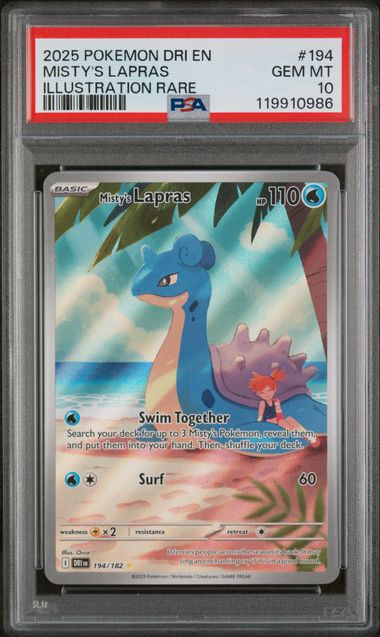 PSA 10 - 2025 POKEMON DRI EN-DESTINED RIVALS #194 MISTY'S LAPRAS ILLUSTRATION RARE