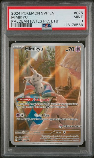 PSA 9 - 2024 POKEMON SVP EN-SV BLACK STAR PROMO #075 MIMIKYU PALDEAN FATES PC ETB - Doe's Cards