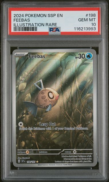 2024 POKEMON SSP EN-SURGING SPARKS #198 FEEBAS ILLUSTRATION RARE PSA 10 - Doe's Cards