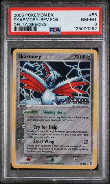 PSA 8 - 2005 POKEMON EX DELTA SPECIES #55 SKARMORY-REV.FOIL DELTA SPECIES