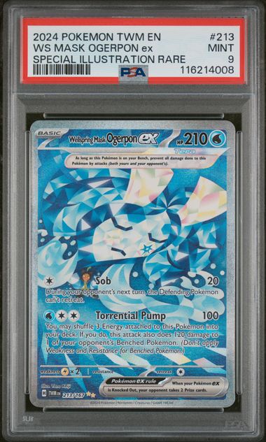 PSA 9 - 2024 POKEMON TWM EN-TWILIGHT MASQUERADE #213 WS MASK OGERPON ex SPECIAL ILLUSTRATION RARE - Doe's Cards