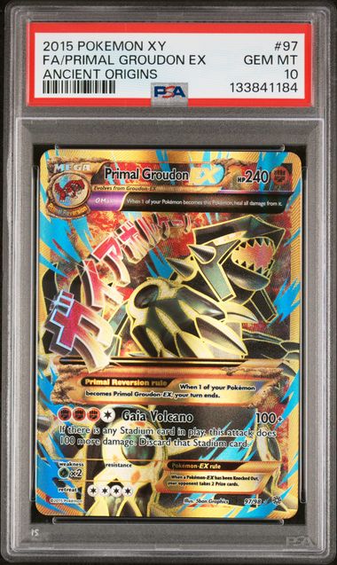 PSA 10 - 2015 POKEMON XY ANCIENT ORIGINS #97 FA/PRIMAL GROUDON EX ANCIENT ORIGINS Doe's Cards