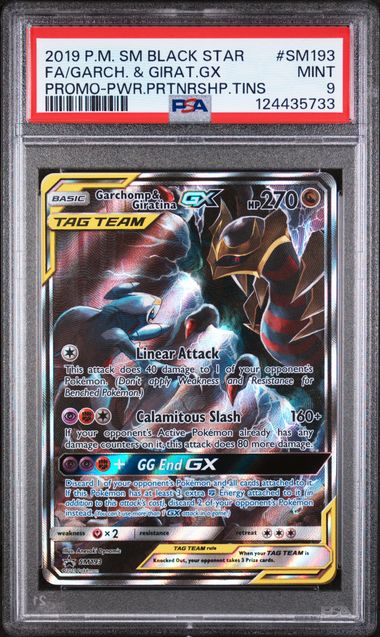 PSA 9 - 2019 POKEMON SM BLACK STAR PROMO #SM193 FA/GARCH. & GIRAT.GX PROMO-PWR.PRTNRSHP.TINS