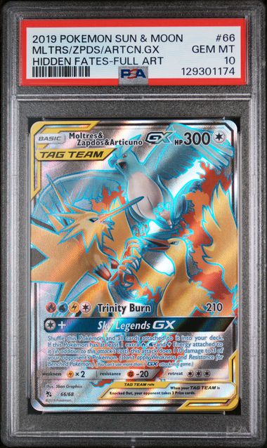 PSA 10 - 2019 POKEMON SUN & MOON HIDDEN FATES #66 MLTRS/ZPDS/ARTCN.GX HIDDEN FATES-FULL ART Doe's Cards