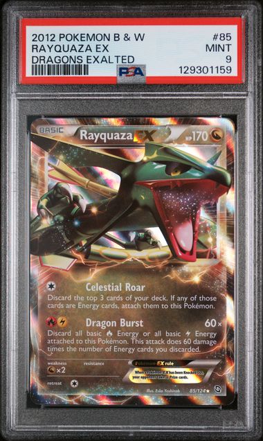 PSA 9 - 2012 POKEMON BLACK & WHITE DRAGONS EXALTED #85 RAYQUAZA EX DRAGONS EXALTED Doe's Cards