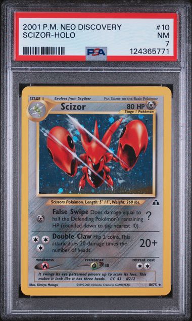 PSA 7 - 2001 POKEMON NEO DISCOVERY #10 SCIZOR-HOLO