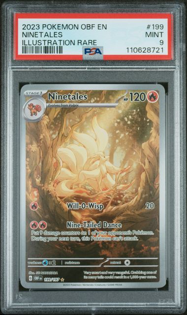 PSA 9 - 2023 POKEMON OBF EN-OBSIDIAN FLAMES #199 NINETALES ILLUSTRATION RARE - Doe's Cards