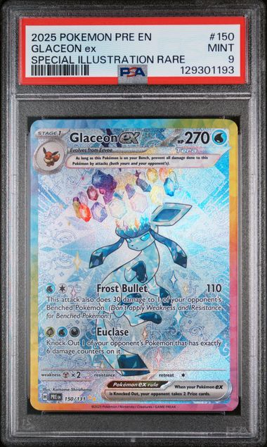 PSA 9 - 2025 POKEMON PRE EN-PRISMATIC EVOLUTIONS #150 GLACEON ex SPECIAL ILLUSTRATION RARE Doe's Cards
