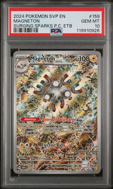 PSA 10 - 2024 POKEMON SVP EN-SV BLACK STAR PROMO #159 MAGNETON SURGING SPARKS P.C. ETB - Doe's Cards