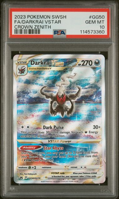 2023 POKEMON SWORD AND SHIELD CROWN ZENITH #GG50 FA/DARKRAI VSTAR CROWN ZENITH PSA 10 - Doe's Cards