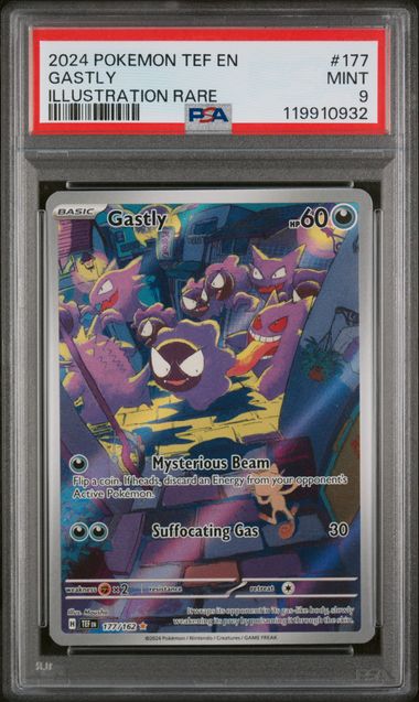 PSA 9 -2024 POKEMON TEF EN-TEMPORAL FORCES #177 GASTLY ILLUSTRATION RARE - Doe's Cards