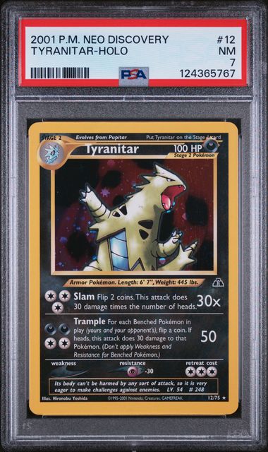 PSA 7 - 2001 POKEMON NEO DISCOVERY #12 TYRANITAR-HOLO