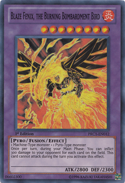 Blaze Fenix, the Burning Bombardment Bird [PRC1-EN012] Super Rare - Doe's Cards