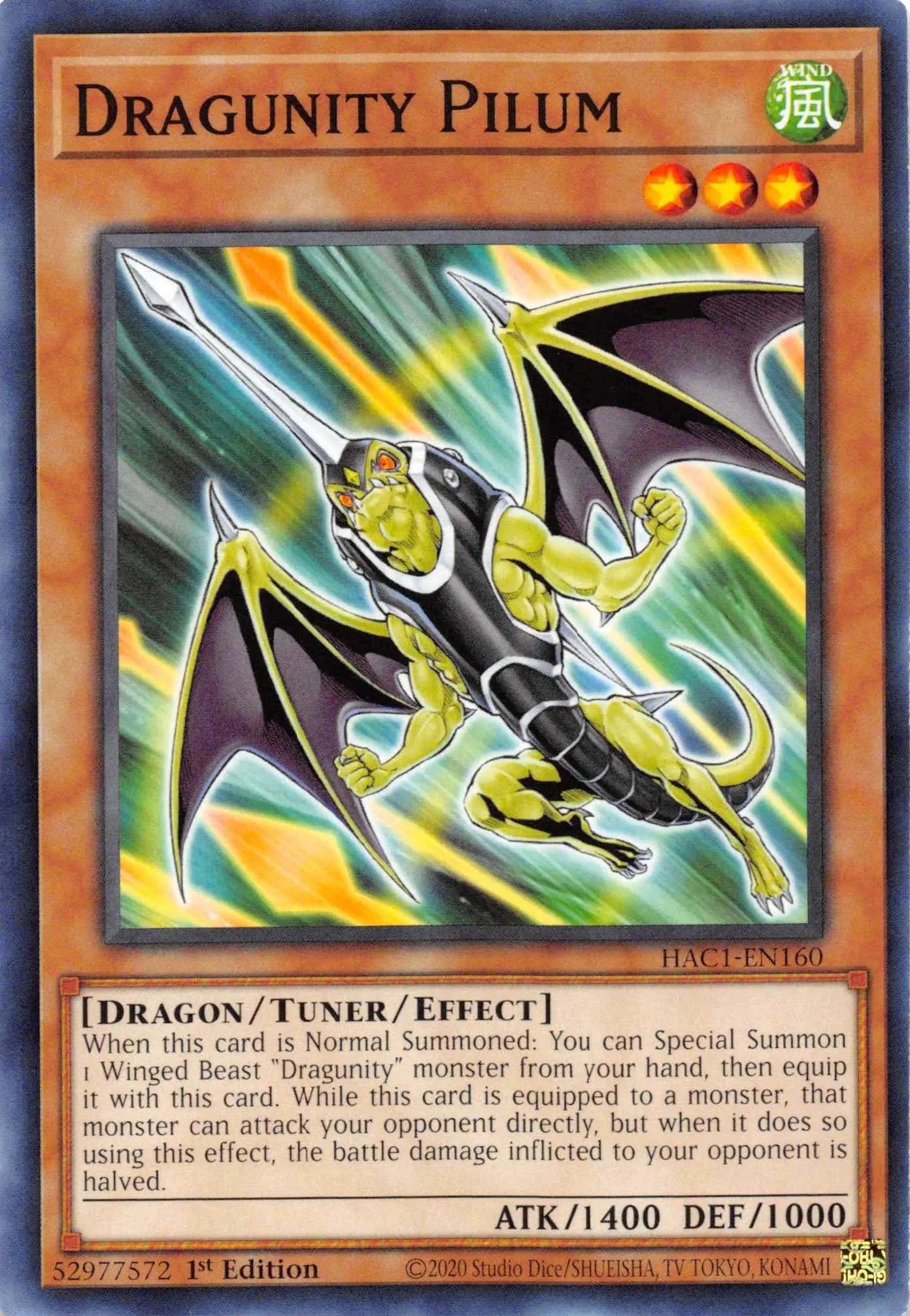 Dragunity Pilum [HAC1-EN160] Common - Doe's Cards