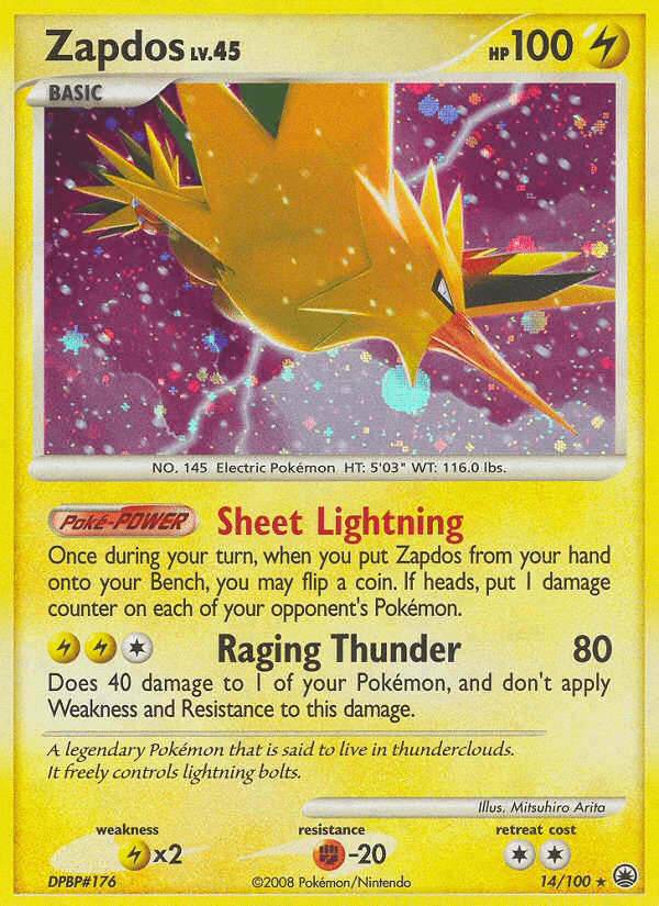 Zapdos (14/100) [Diamond & Pearl: Majestic Dawn] - Doe's Cards