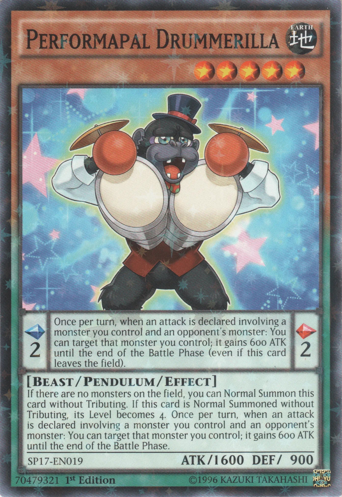 Performapal Drummerilla [SP17-EN019] Starfoil Rare - Doe's Cards