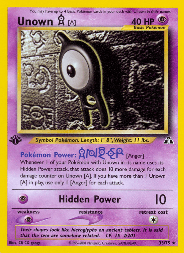 Unown [A] (33/75) [Neo Discovery 1st Edition] - Doe's Cards