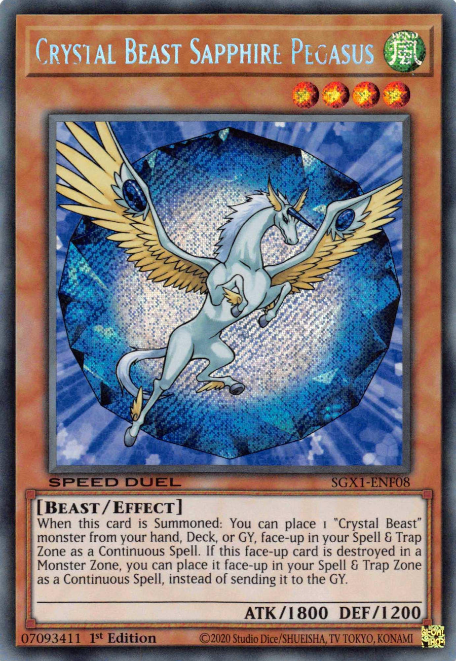 Crystal Beast Sapphire Pegasus [SGX1-ENF08] Secret Rare - Doe's Cards