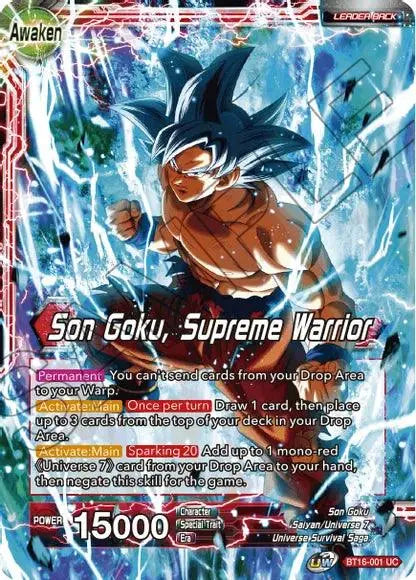 Son Goku // Son Goku, Supreme Warrior (BT16-001) [Realm of the Gods] - Doe's Cards