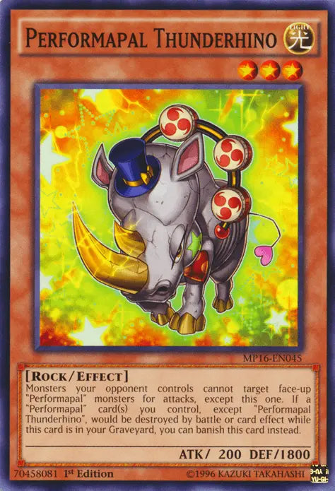 Performapal Thunderhino [MP16-EN045] Common - Doe's Cards