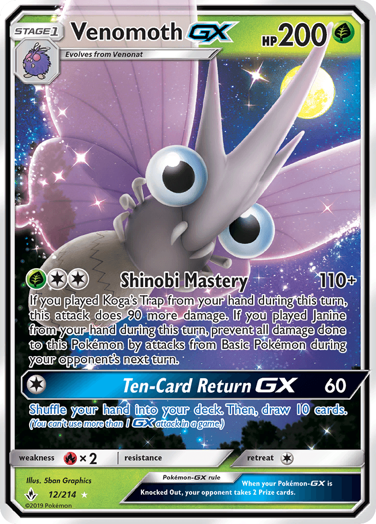 Venomoth GX (12/214) [Sun & Moon: Unbroken Bonds] - Doe's Cards