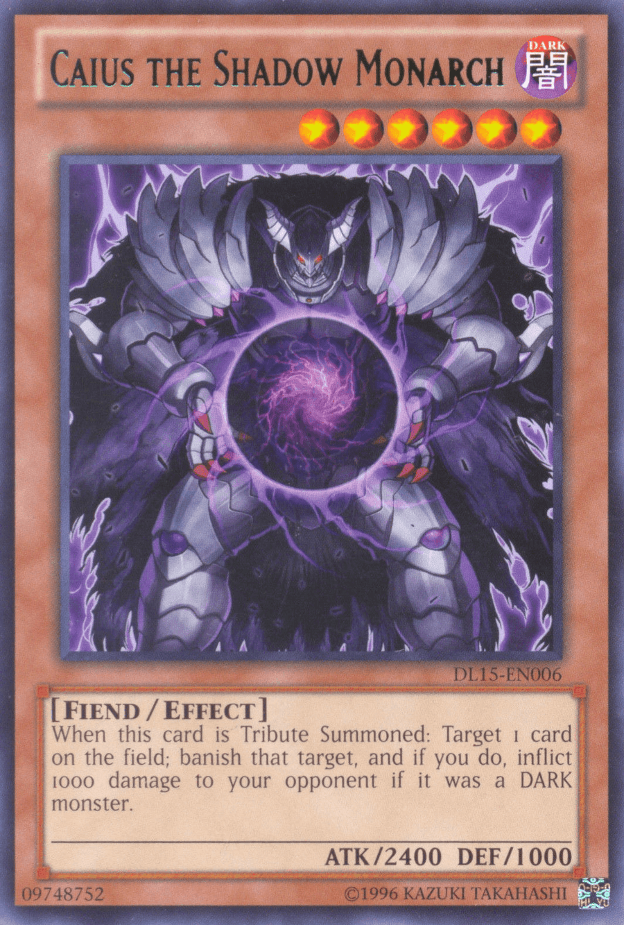 Caius the Shadow Monarch (Green) [DL15-EN006] Rare - Doe's Cards