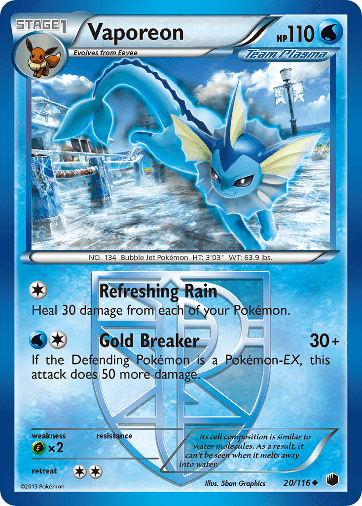 Vaporeon (20/116) [Black & White: Plasma Freeze] - Doe's Cards