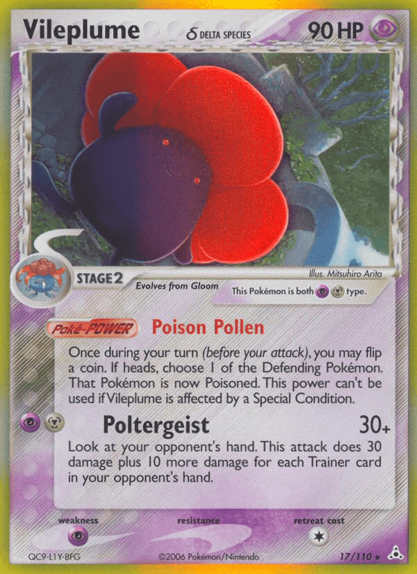 Vileplume (17/110) (Delta Species) [EX: Holon Phantoms] - Doe's Cards