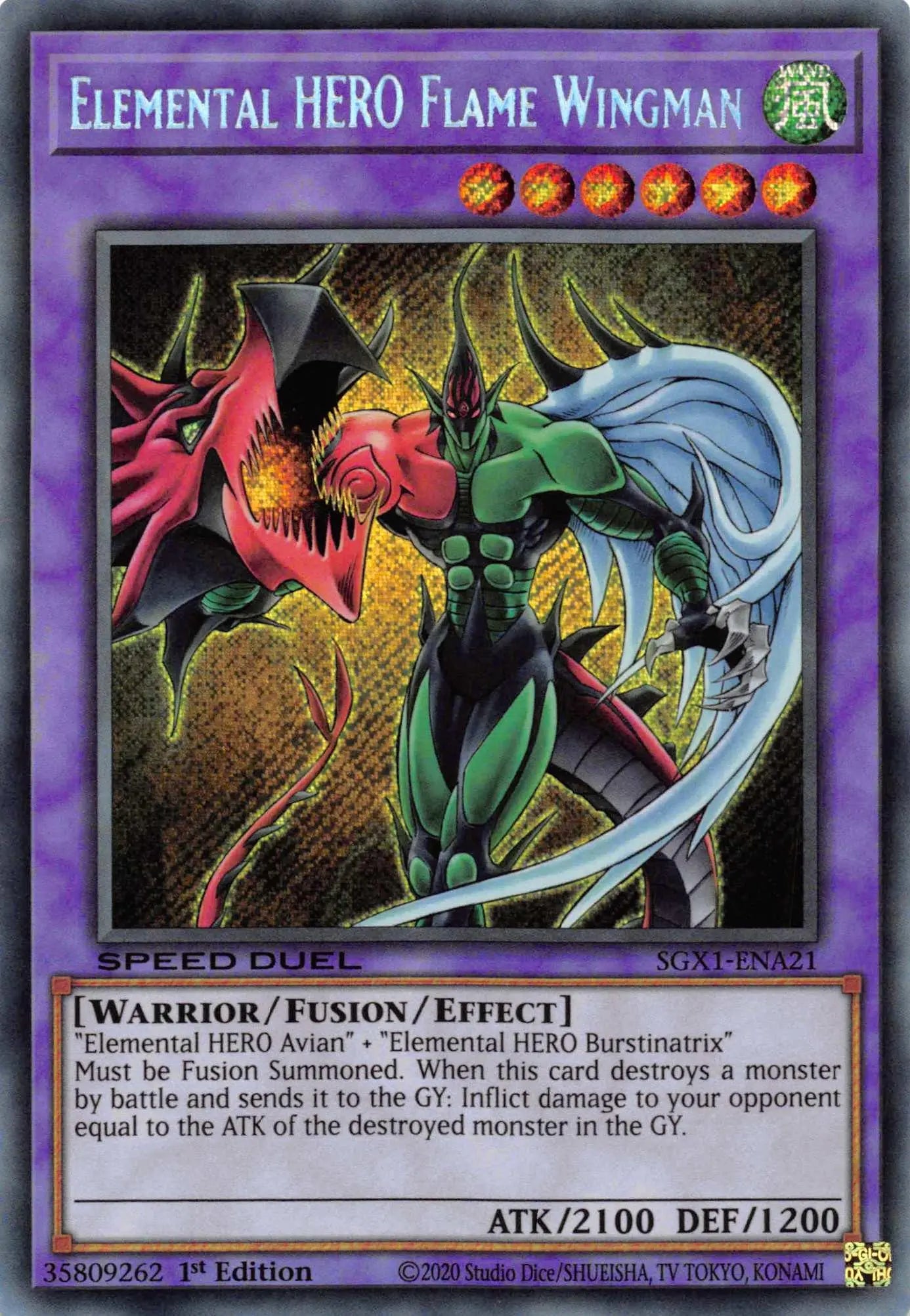 Elemental HERO Flame Wingman [SGX1-ENA21] Secret Rare - Doe's Cards