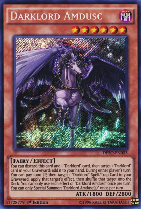 Darklord Amdusc [DESO-EN033] Secret Rare - Doe's Cards