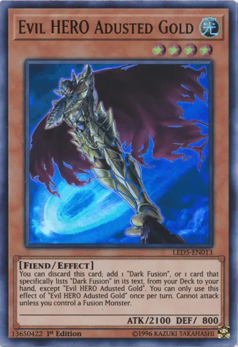 Evil Hero Adusted Gold [LED5-EN013] Ultra Rare - Doe's Cards