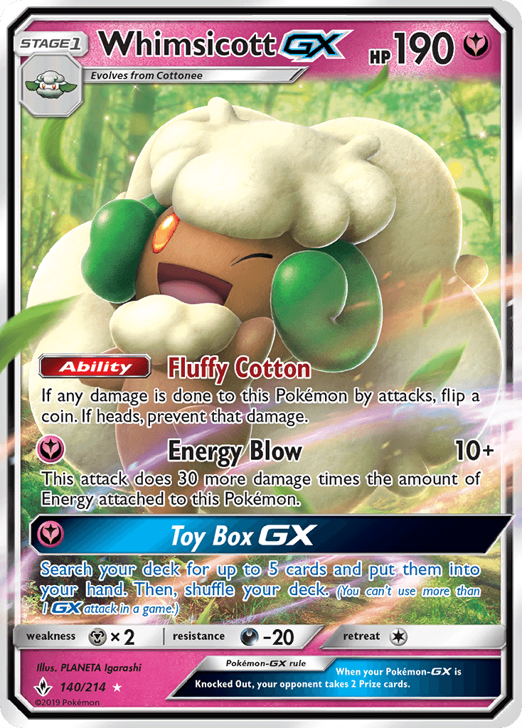 Whimsicott GX (140/214) [Sun & Moon: Unbroken Bonds] - Doe's Cards