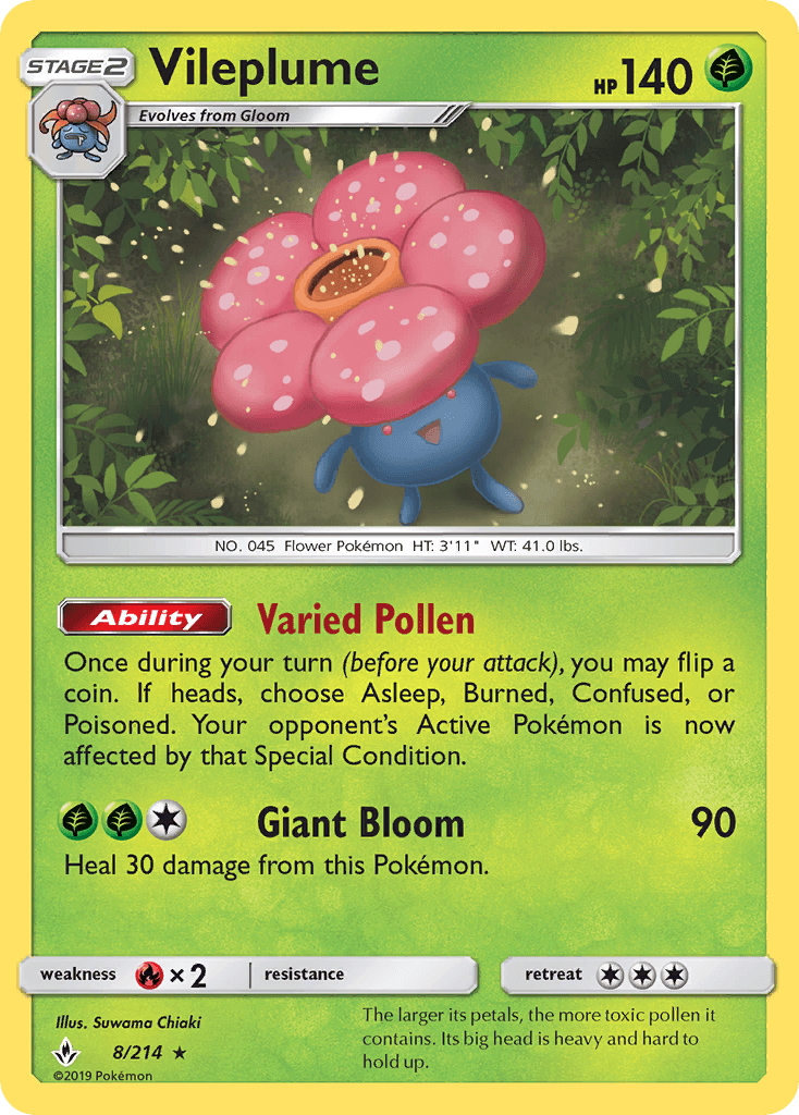 Vileplume (8/214) [Sun & Moon: Unbroken Bonds] - Doe's Cards