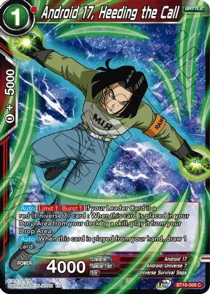 Android 17, Heeding the Call (BT16-009) [Realm of the Gods] - Doe's Cards