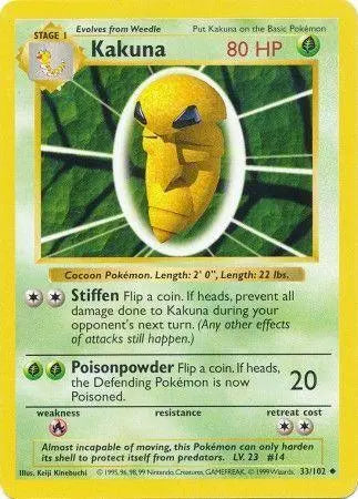 Kakuna (33/102) [Base Set Shadowless Unlimited] - Doe's Cards