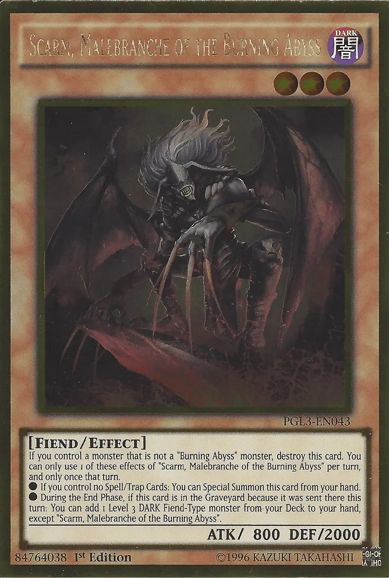 Scarm, Malebranche of the Burning Abyss [PGL3-EN043] Gold Rare - Doe's Cards