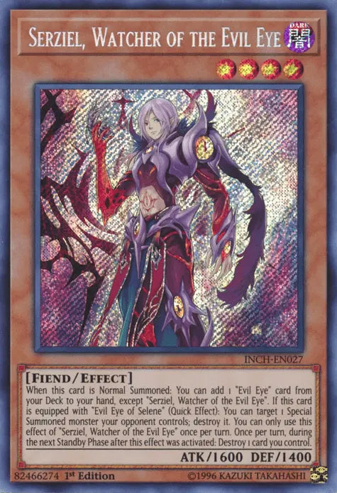 Serziel, Watcher of the Evil Eye [INCH-EN027] Secret Rare - Doe's Cards
