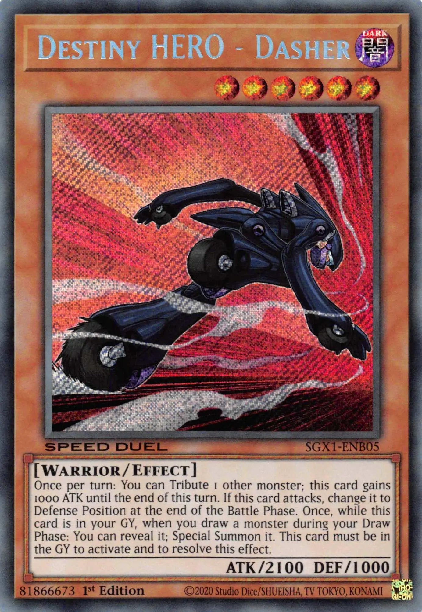 Destiny HERO - Dasher [SGX1-ENB05] Secret Rare - Doe's Cards