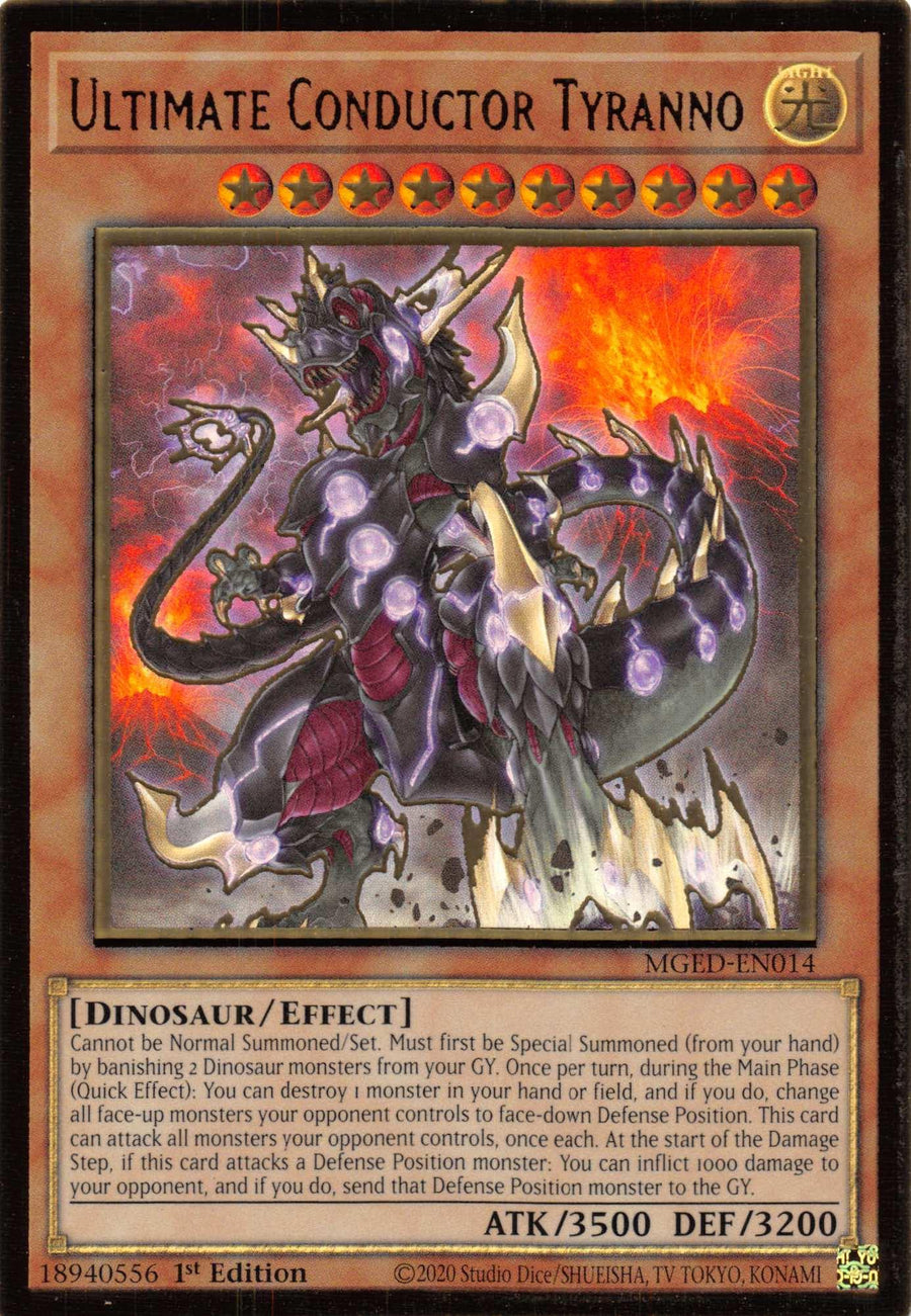 Ultimate Conductor Tyranno [MGED-EN014] Gold Rare - Doe's Cards