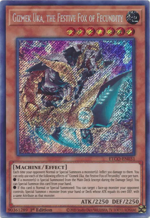 Gizmek Uka, the Festive Fox of Fecundity [ETCO-EN031] Secret Rare - Doe's Cards
