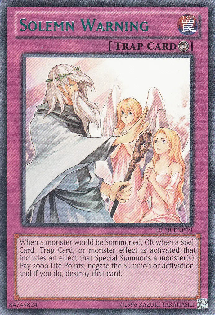 Solemn Warning (Green) [DL18-EN019] Rare - Doe's Cards