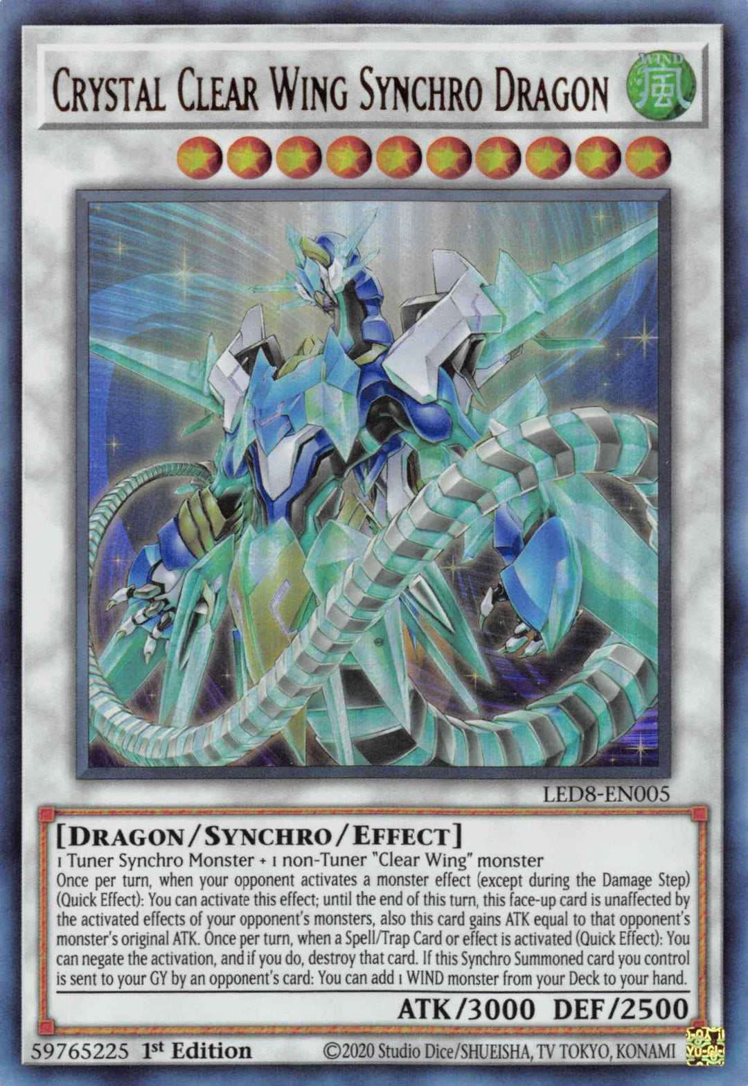 Crystal Clear Wing Synchro Dragon [LED8-EN005] Ultra Rare - Doe's Cards