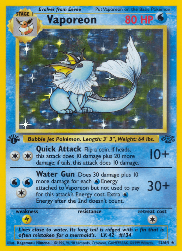 Vaporeon (12/64) [Jungle 1st Edition] - Doe's Cards