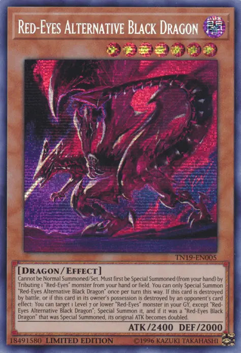 Red-Eyes Alternative Black Dragon [TN19-EN005] Prismatic Secret Rare - Doe's Cards