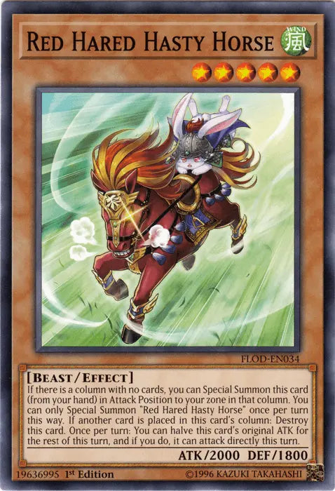 Red Hared Hasty Horse [FLOD-EN034] Short Print - Doe's Cards