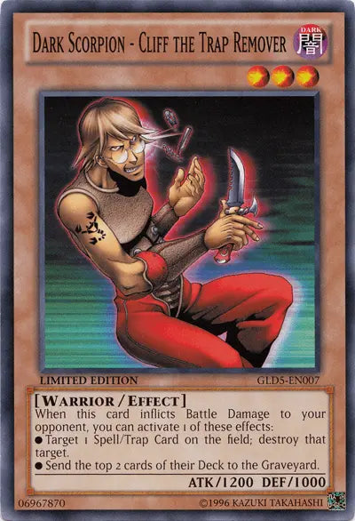Dark Scorpion - Cliff the Trap Remover [GLD5-EN007] Common - Doe's Cards