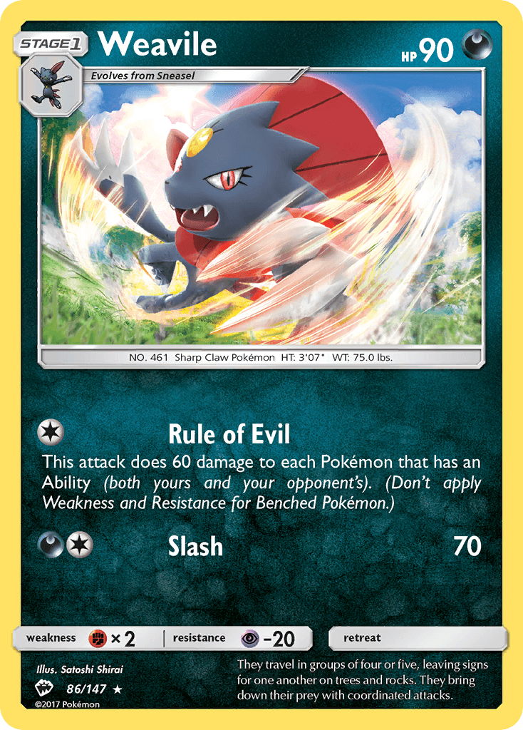 Weavile (86/147) [Sun & Moon: Burning Shadows] - Doe's Cards